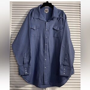 Ely Cattleman Western Pearl Snap Cowboy Striped Mens 4XLT 20x37 Long Sleeve